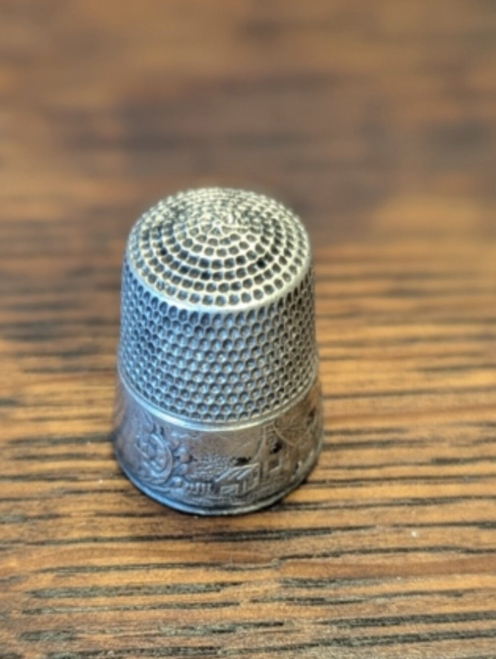 Sterling Silver Thimble Simons BrosScenic Landscape Size 11 - Art Nouveau